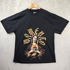 Momento Mother Virgin Mary Shirt Mens XL Black Distressed Guadalupe Jesus Tee